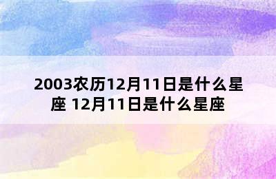 2003农历12月11日是什么星座 12月11日是什么星座